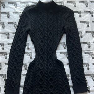 Danielle Guizio Black Long Sleeve Knit Dress